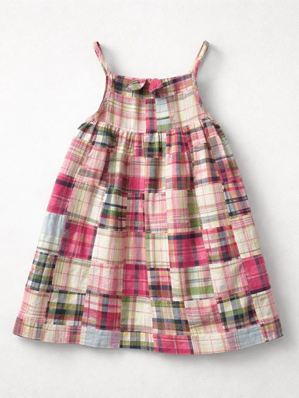 Baby Gap pink and blue plaid patchwork cotton sun dress